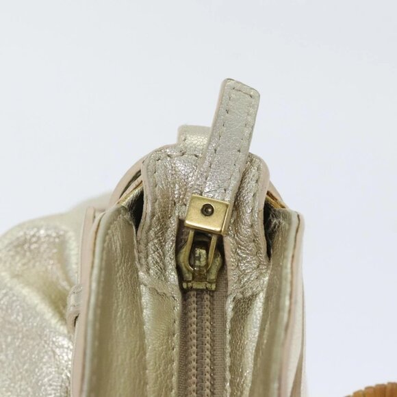 Salvatore Ferragamo Gancini Hand Bag Leather Gold Tone Gold - Picture 9 of 16